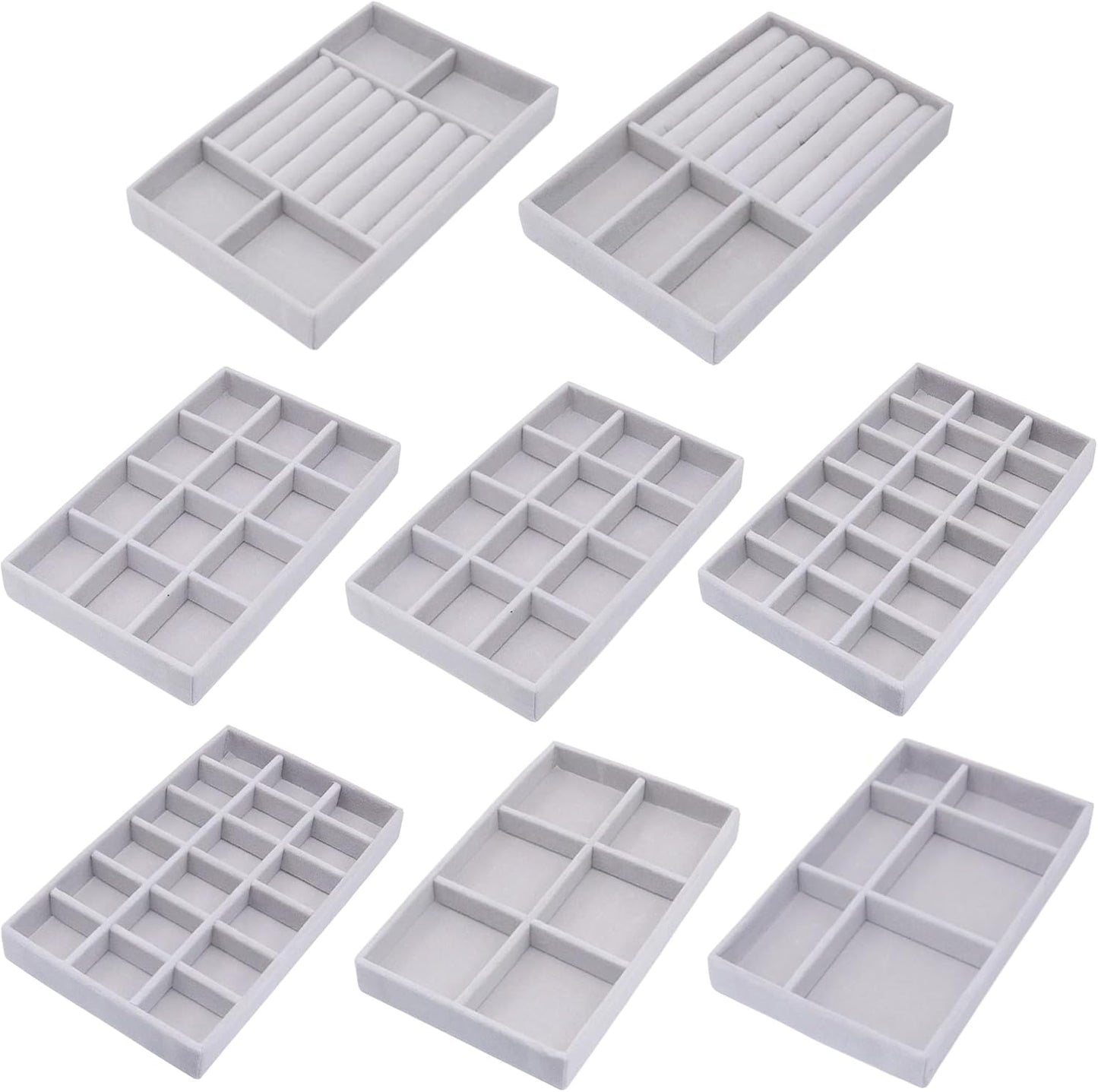 Jewelry Storage 8PACK, Velvet Jewelry Organizer Trays, 4PCS Stackable Jewelry Tray for Drawers