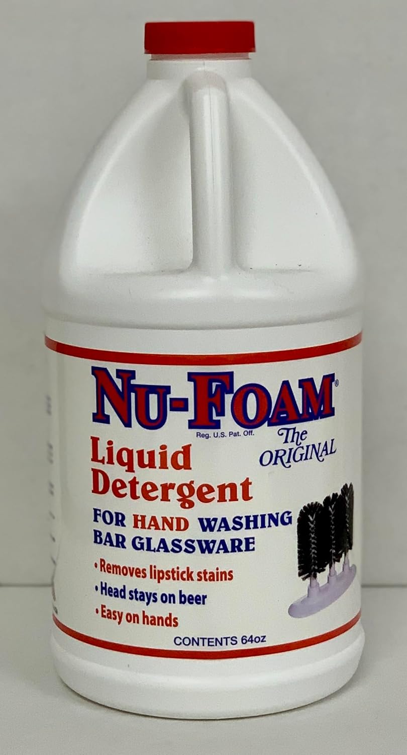 Nu-Foam Liquid Detergent for Bar Glassware – Original Streak-Free Solution - Hand Washing Bar