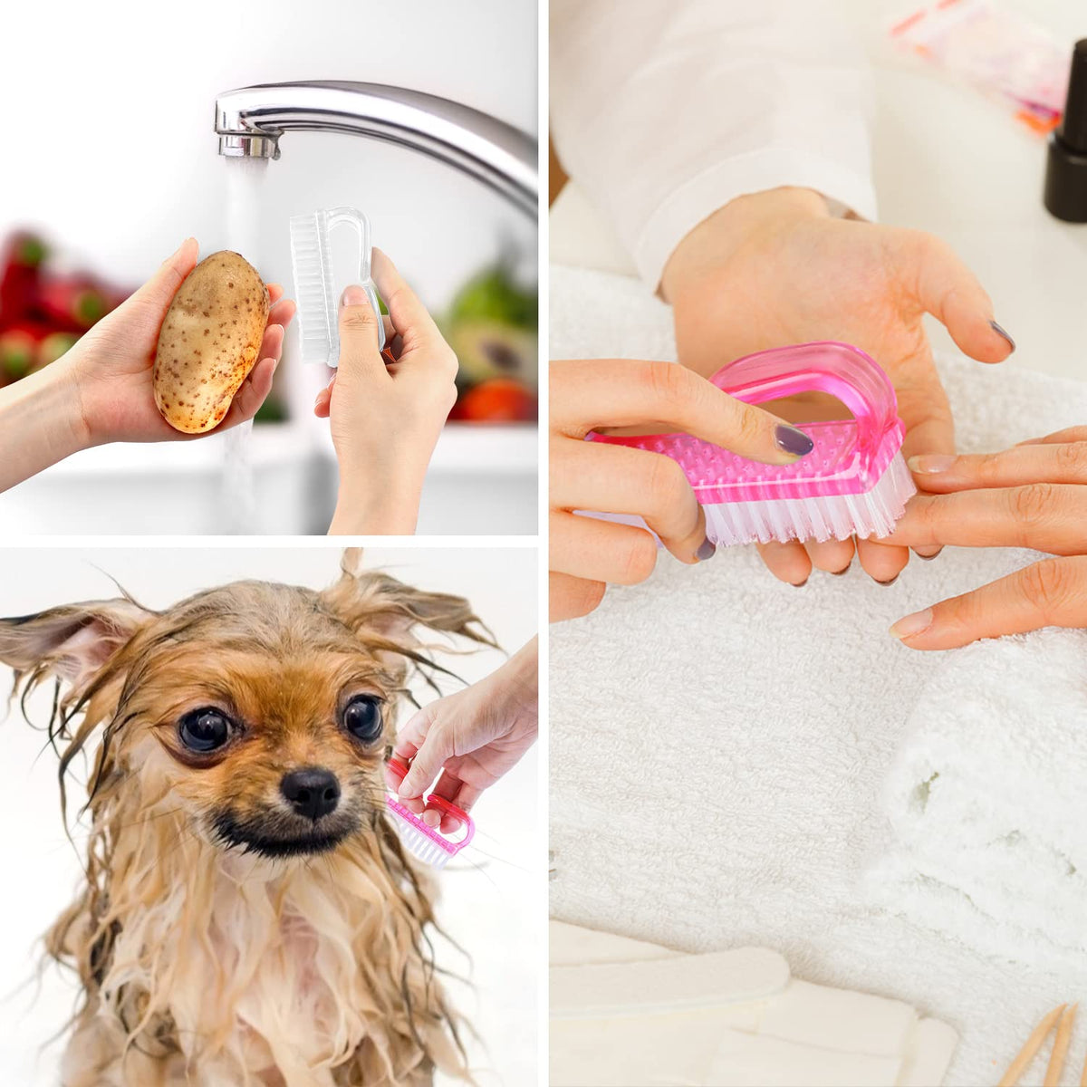 Handle Grip Nail Brush, Hand Fingernail Brush Cleaner Scrubbing Kit Pedicure for Toes and Nails Men