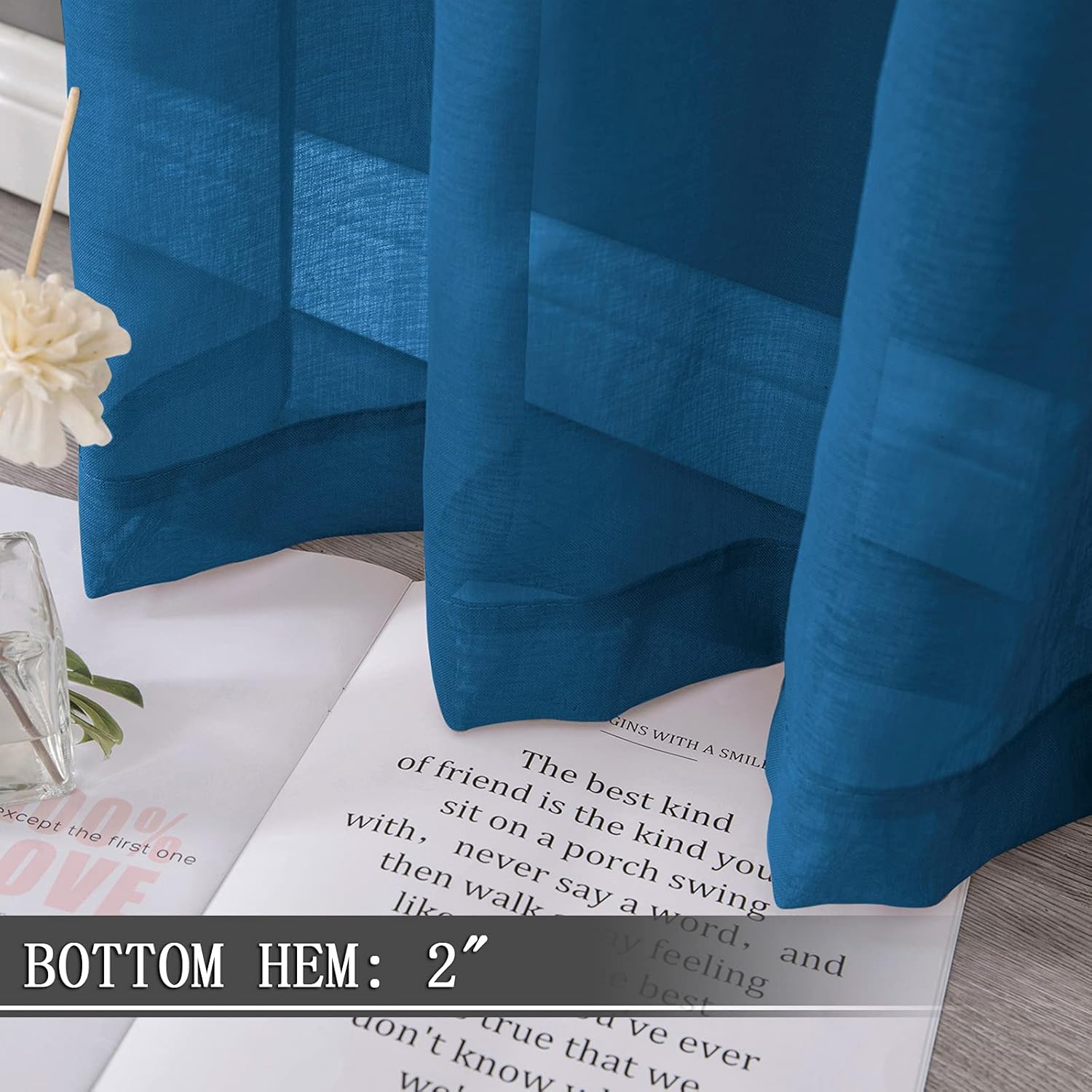 Tollpiz Short Sheer Curtains Linen Textured Bedroom Curtain Sheers Light Filtering Rod Pocket Voile