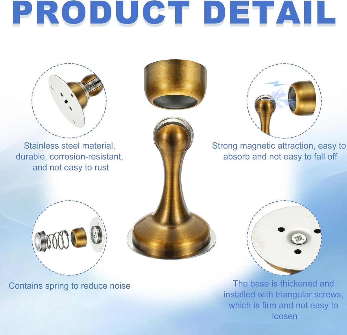 uxcell Magnetic Door Stopper, Stainless Steel Heavy Duty Door Holder, No Drilling Doors Knob Wall