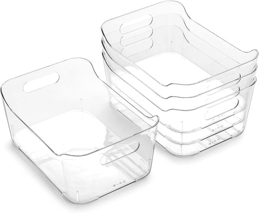 BINO | Plastic Organizer Bins, Small - 4 Pack | The SOHO Collection | Multi-Use Plastic Bin |