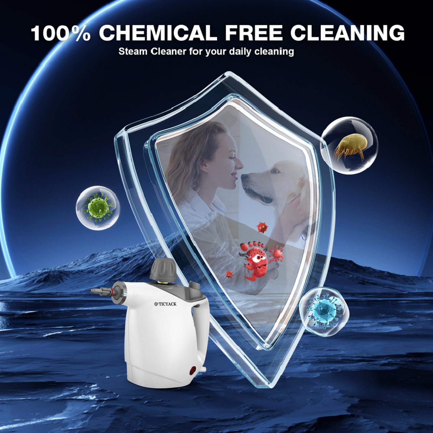 Handheld Steam Cleaner, Steam Cleaner with 16 PCS Accessory & Safety Lock, 500ML Large Capacity