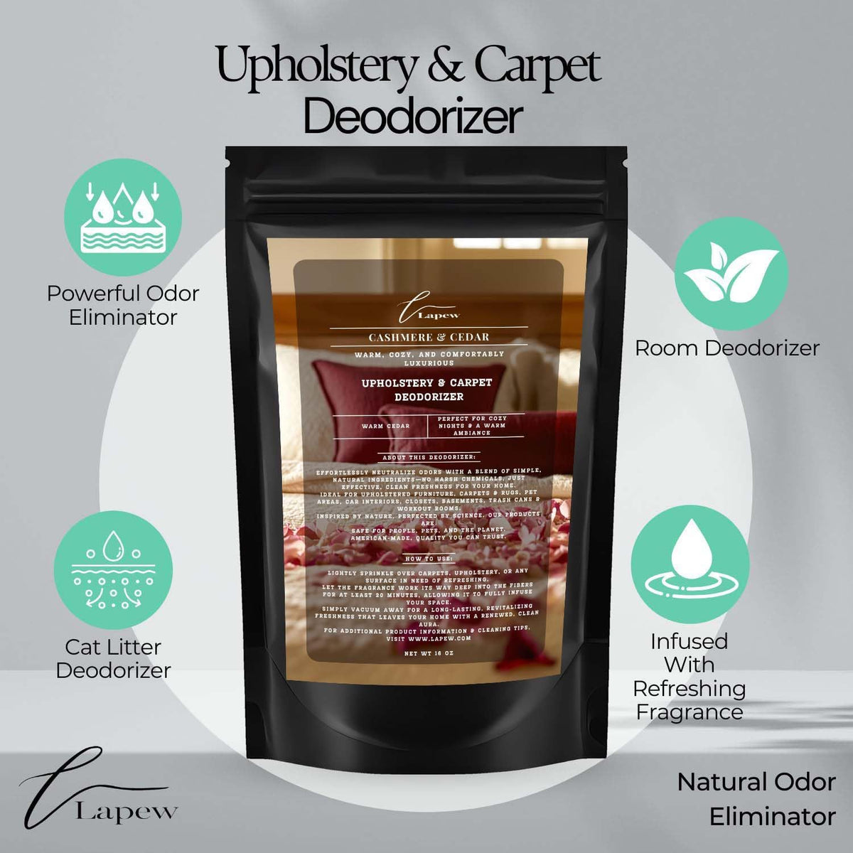 Cashmere Cedar Carpet Freshener Powder: Powerful Odor Eliminator for Home, Upholstery Deodorizer