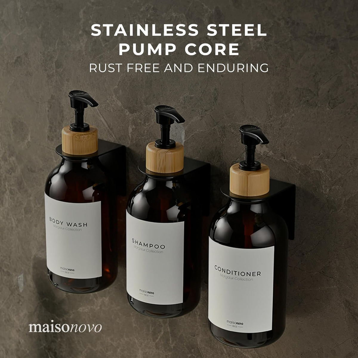 MaisoNovo Shampoo and Conditioner Dispenser - Shower Soap Dispenser Wall Mounted - 16.9 fl oz Set