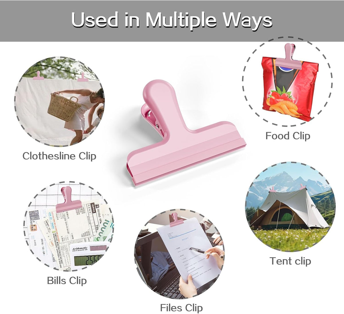 HOUSE AGAIN 12 Pack Stainless Steel Chip Bag Clips Covered with Silicone - NO More Sharp Edges