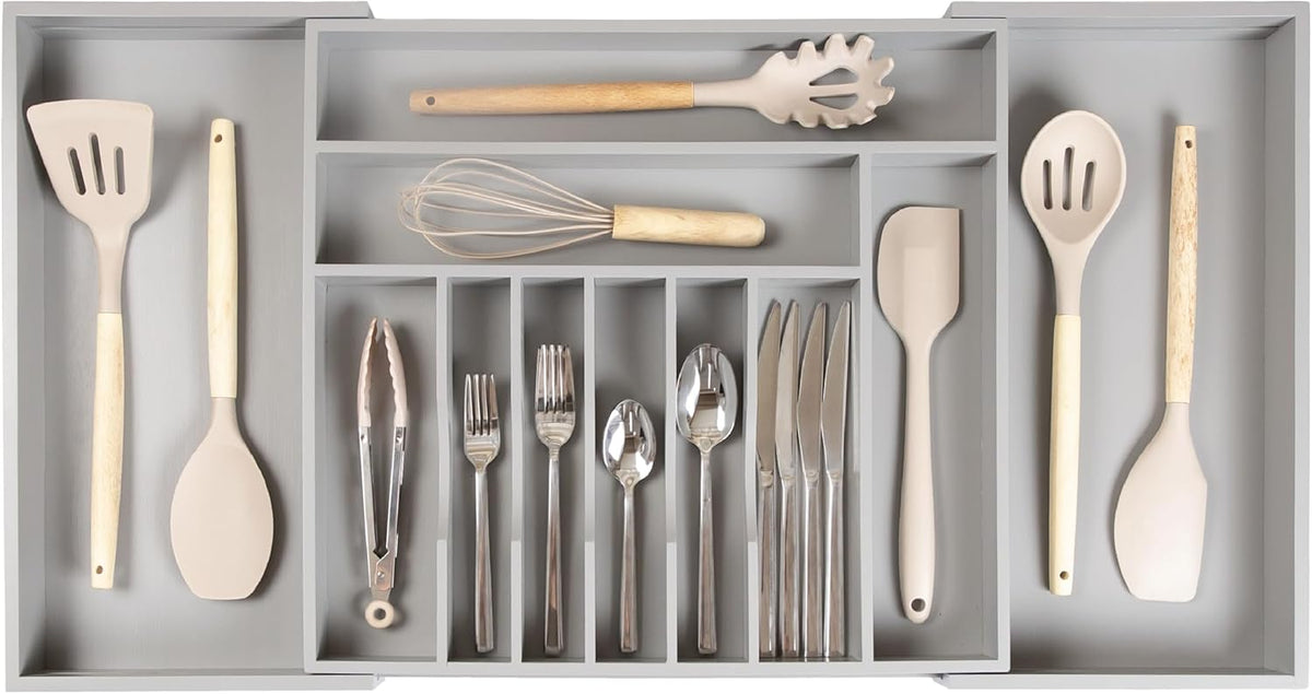 KitchenEdge Premium Silverware, Flatware and Utensil Organizer for Kitchen Drawers, Food-Safe
