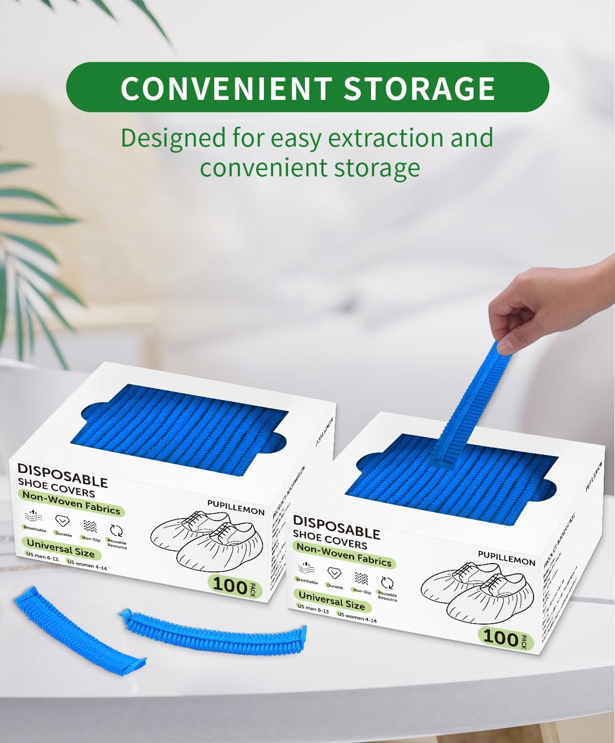 200Pcs(100 Pairs) Non-Woven Shoe Covers Disposable Non Slip for Indoors, Breathable | Durable |