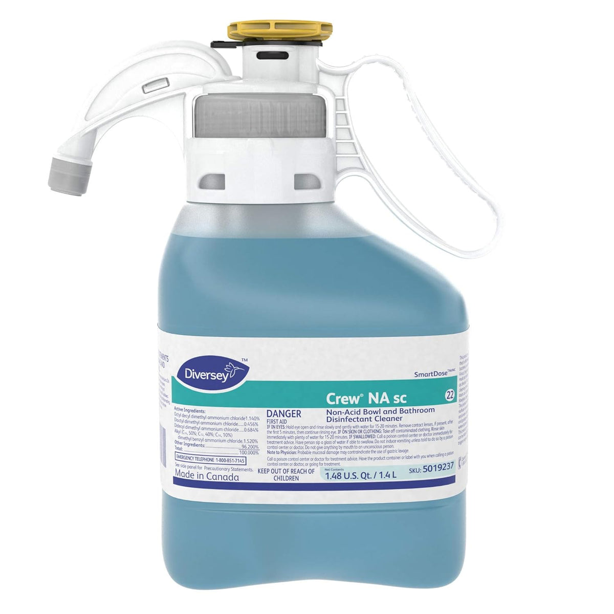 Diversey Crew Non-Acid Bowl And Bathroom Disinfectant Cleaner, Floral, 47.3 Oz, 2/carton