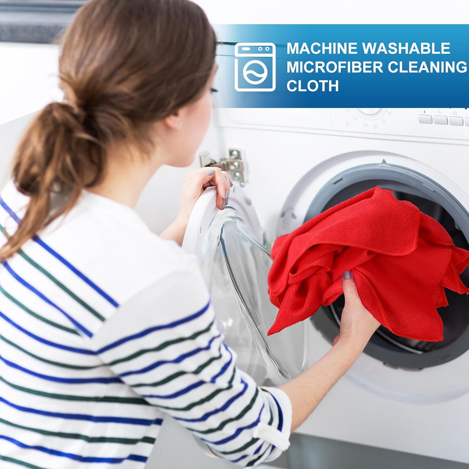 Tenare 100 Pack 12'' x 12'' Microfiber Cleaning Cloths Reusable Cleaning Rags Bulk Microfiber
