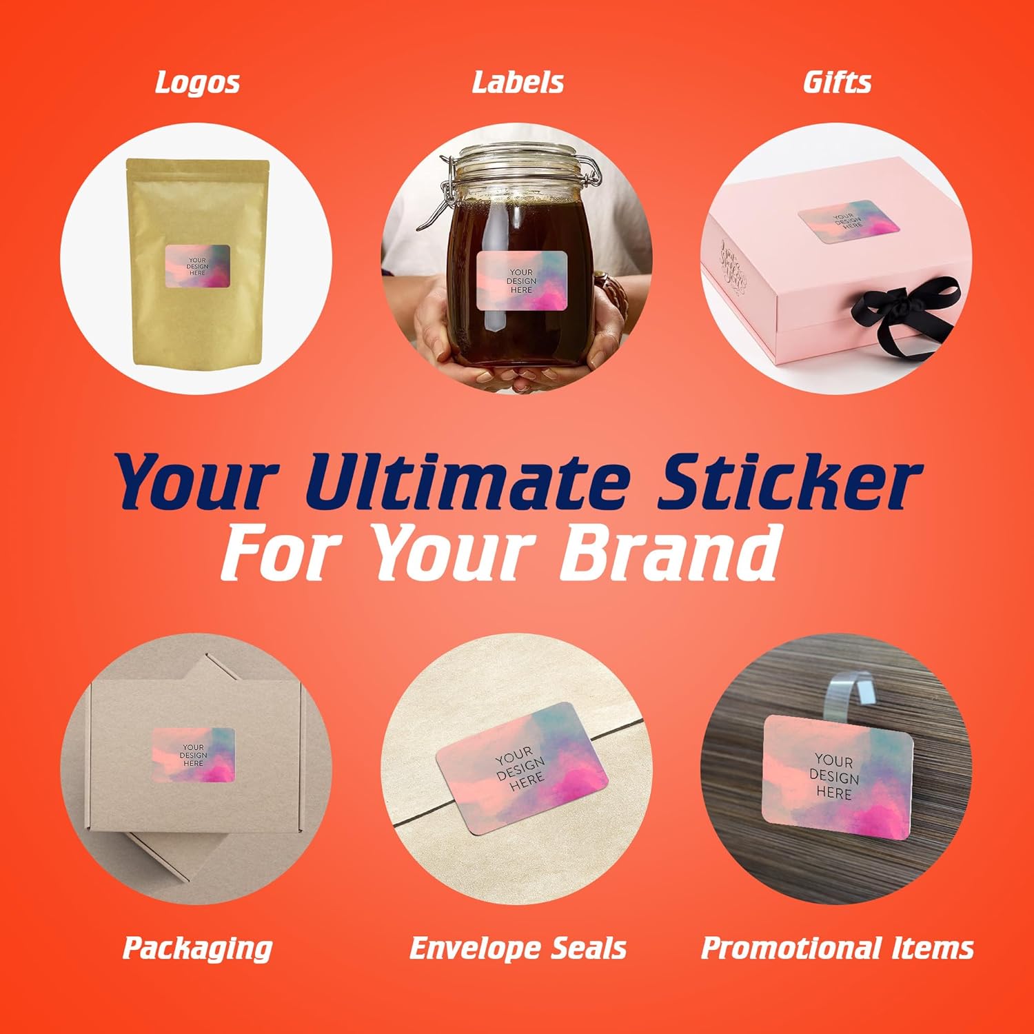 100 Custom Vinyl Stickers - Upload Your own Image, Text, Design, Logo - Personalized Logo Labels