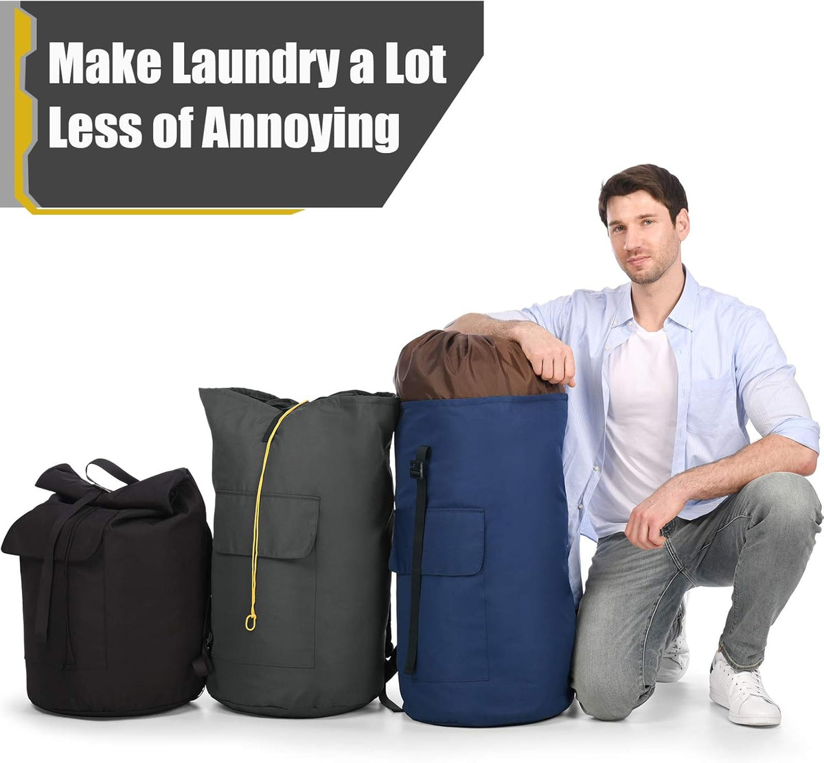 Laundry Bag Backpack Extra Large, 115L Laundry Backpack with Padded Shoulder Strap, Sturdy Travel