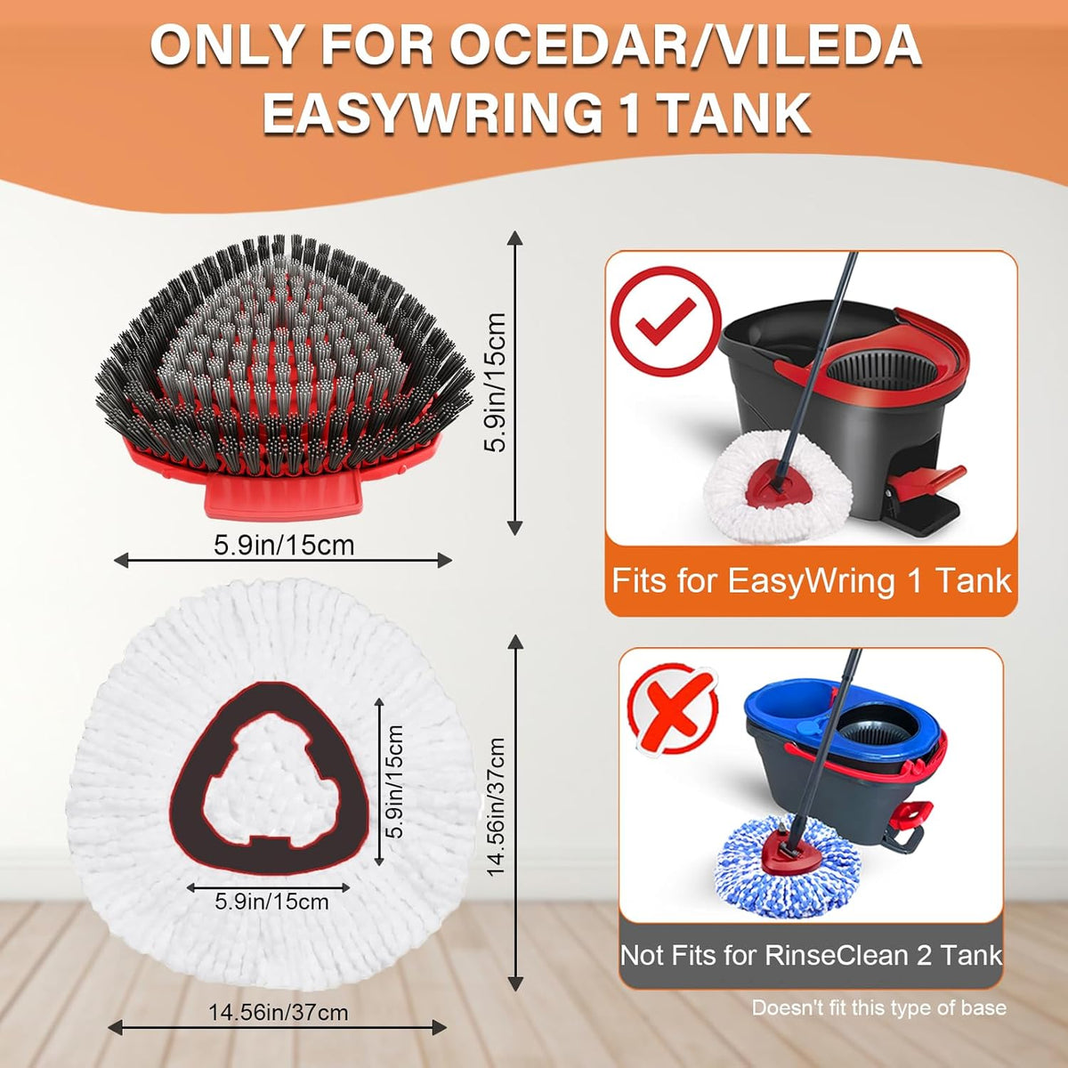 5 Pack Spin Mop Head Replacement for O Cedar EasyWring 1-Tank System,Include 4 Mop Replace Heads +