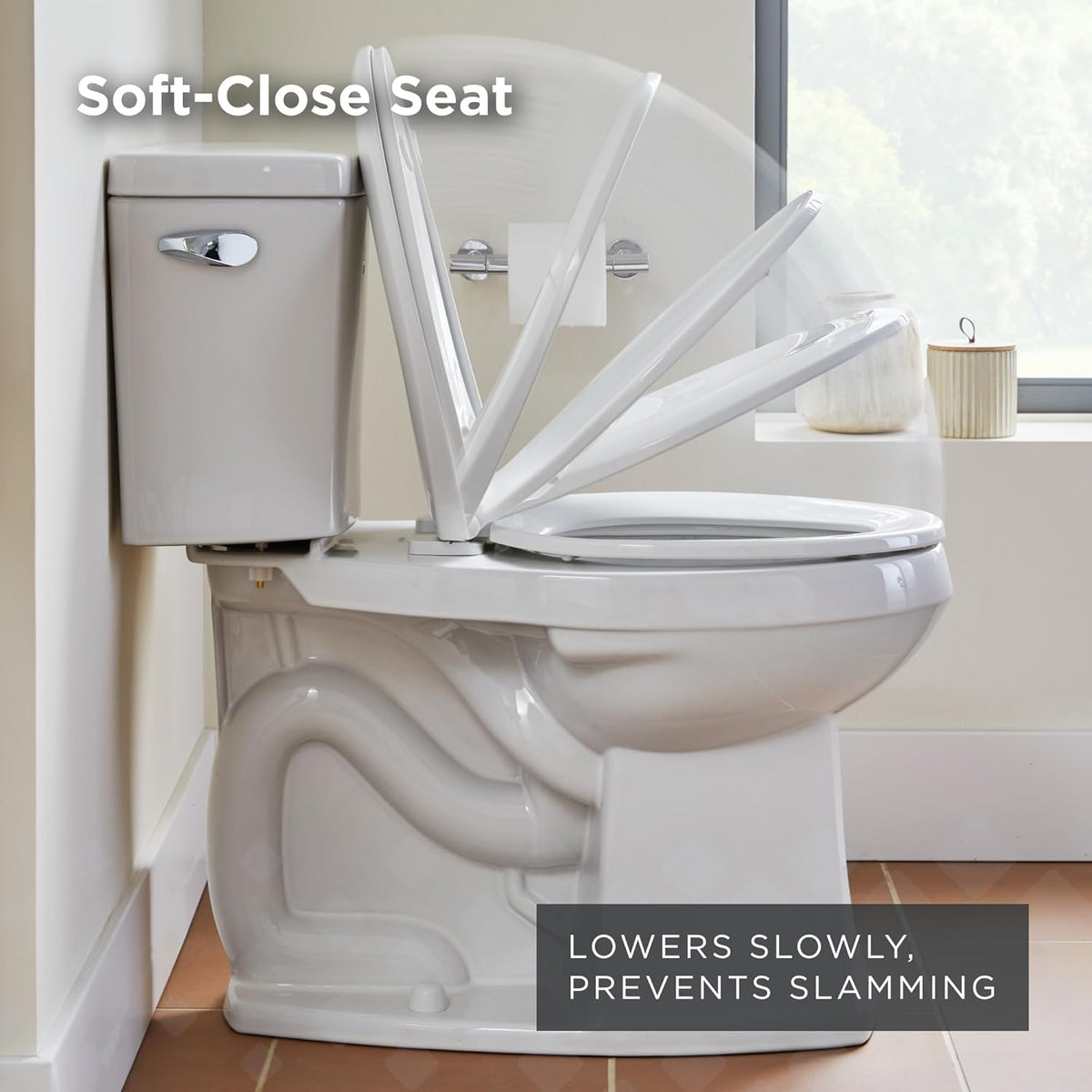 Gerber Universal Elongated Toilet Seat with Cover, Soft Close, Top Mount, Easy Install, Heavy-Duty