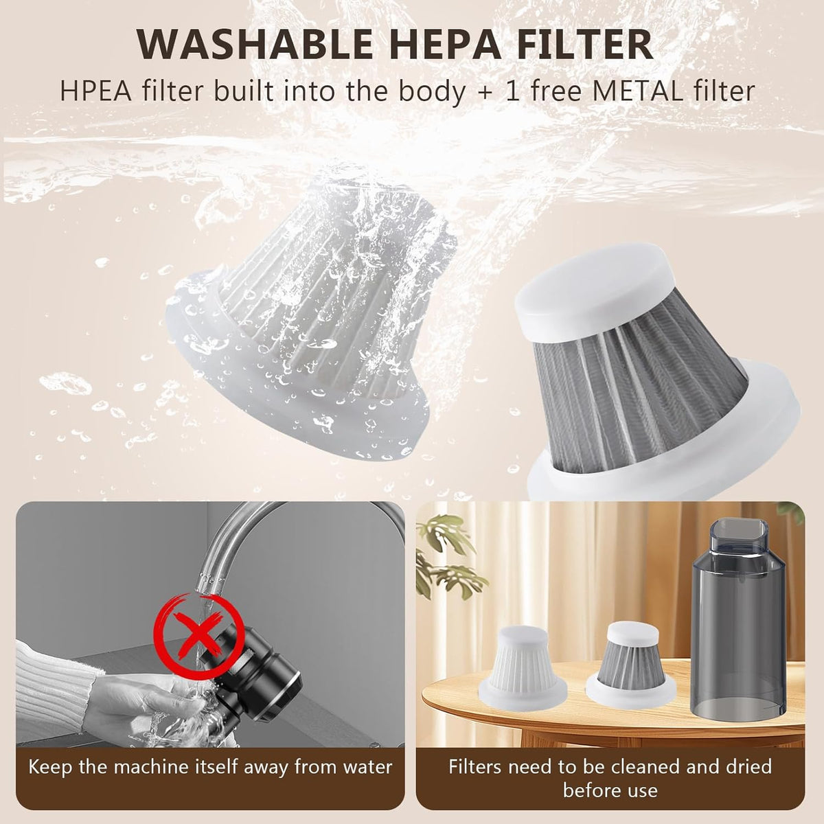 Handheld Vacuum Cordless 22000PA High Power Car Vacuum Cleaner with Brushless Motor 4-in-1 Portable