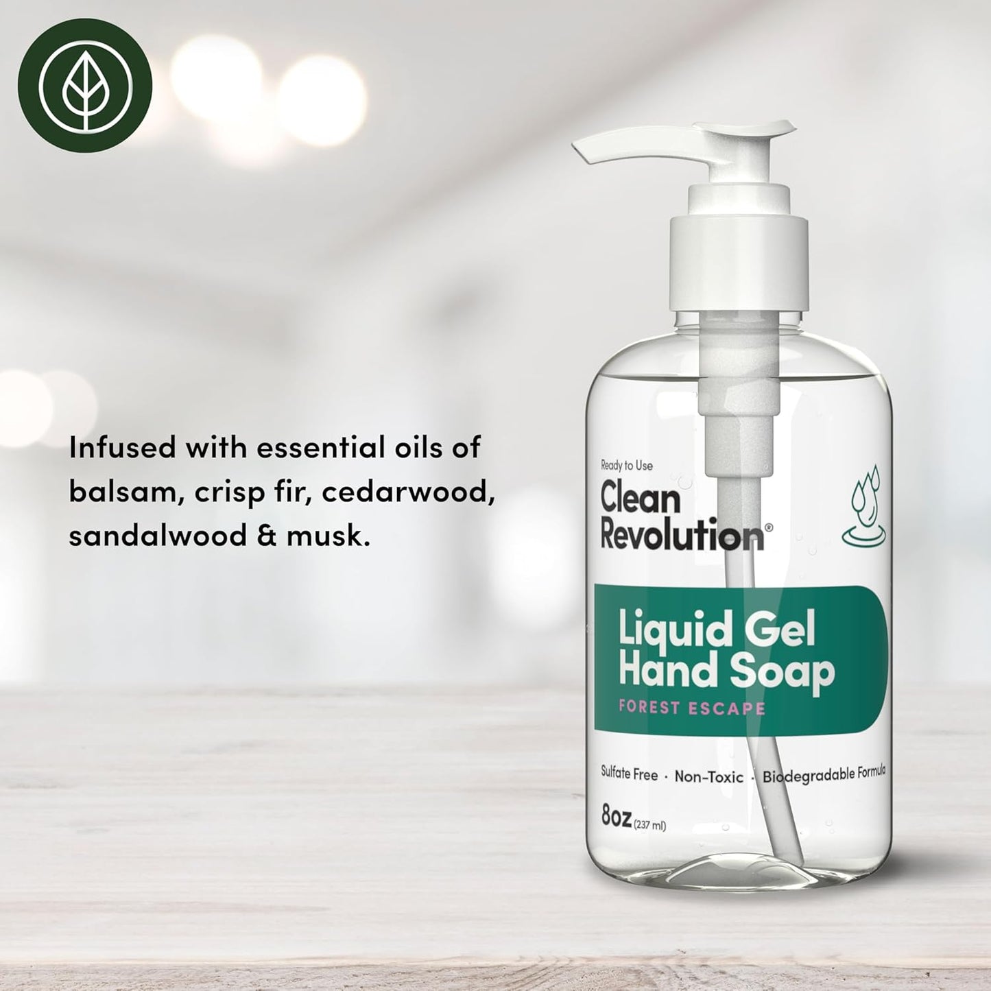 Clean Revolution Liquid Gel Hand Soap, Silky Rich Liquid, Quick Lather, Fast Rinsing, Contains Real