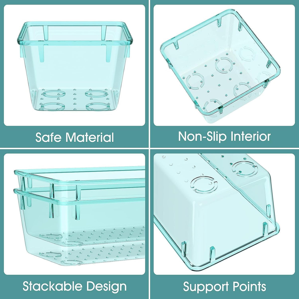 WOWBOX 25 PCS Plastic Drawer Organizer Set, 4 Sizes Desk Drawer Divider Organizers and Storage Bins