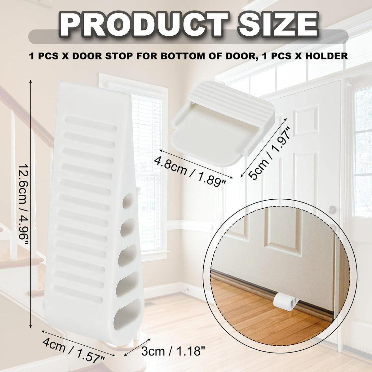 PATIKIL Rubber Door Stoppers for Bottom of Door, Door Wedge Stopper with Holder Sturdy Stackable