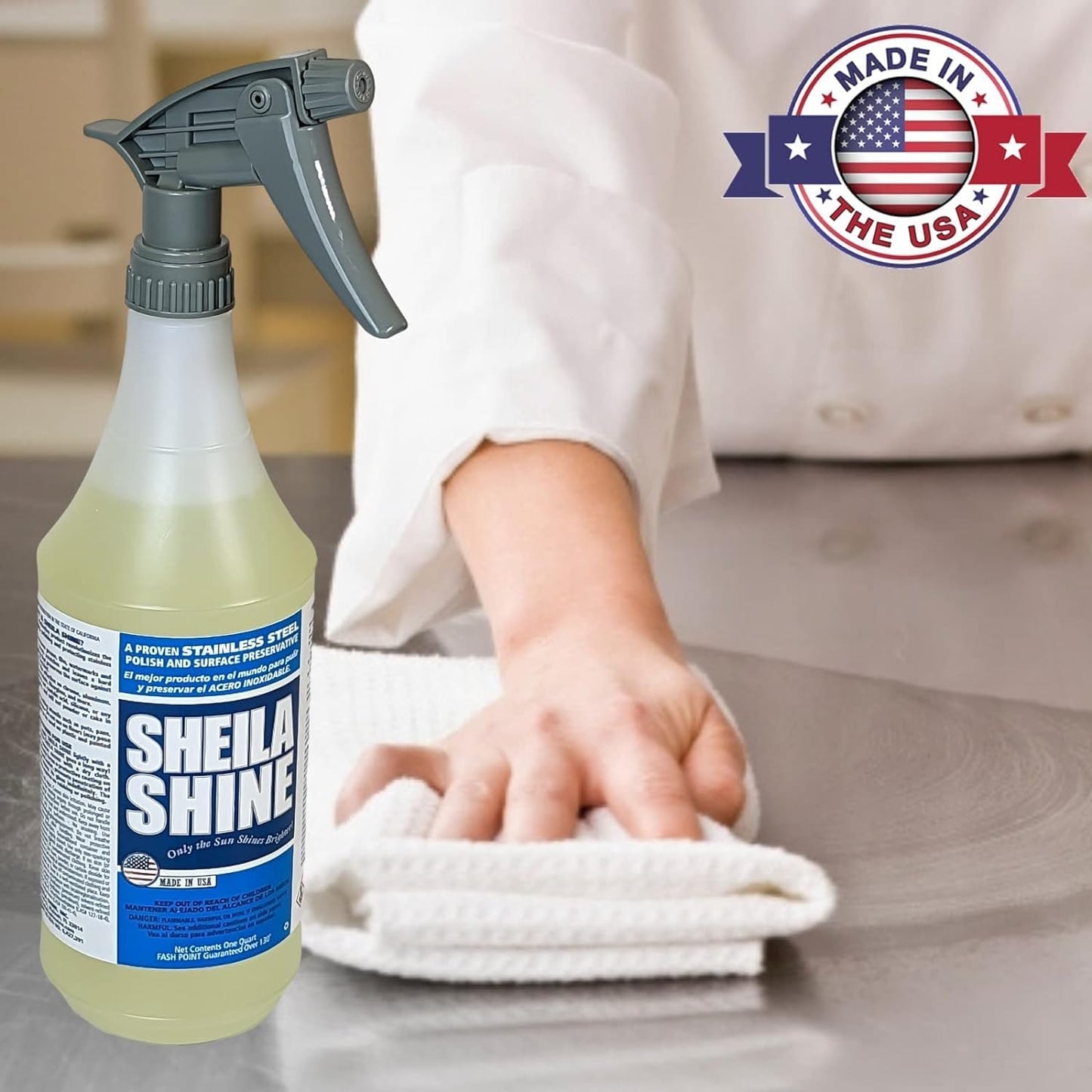 Sheila Shine 32 Oz. Stainless Steel Cleaner and Polish Trigger Spray, Protect Household Kitchen