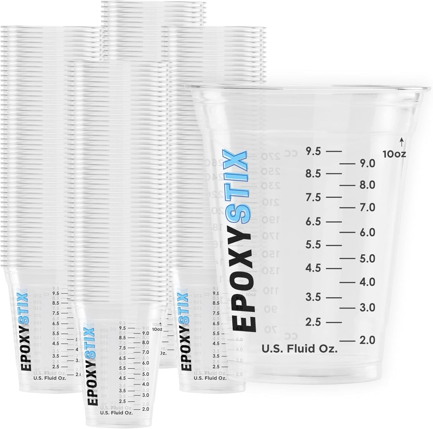 [100 Pack] NEW SIZE 12oz Graduated Mixing Cups - Durable PET, Clear Measurement Markings in oz, mL