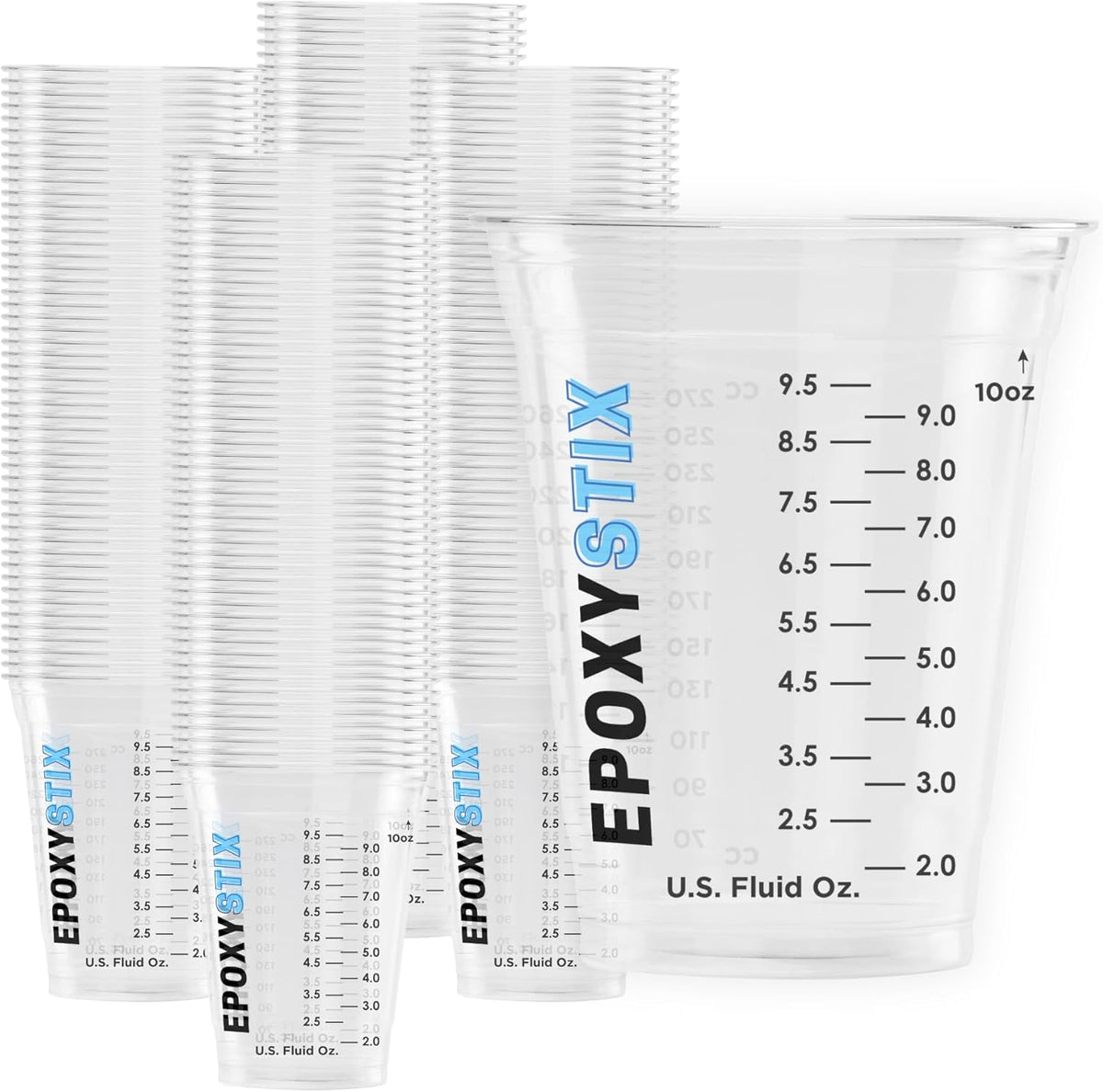 [100 Pack] NEW SIZE 12oz Graduated Mixing Cups - Durable PET, Clear Measurement Markings in oz, mL