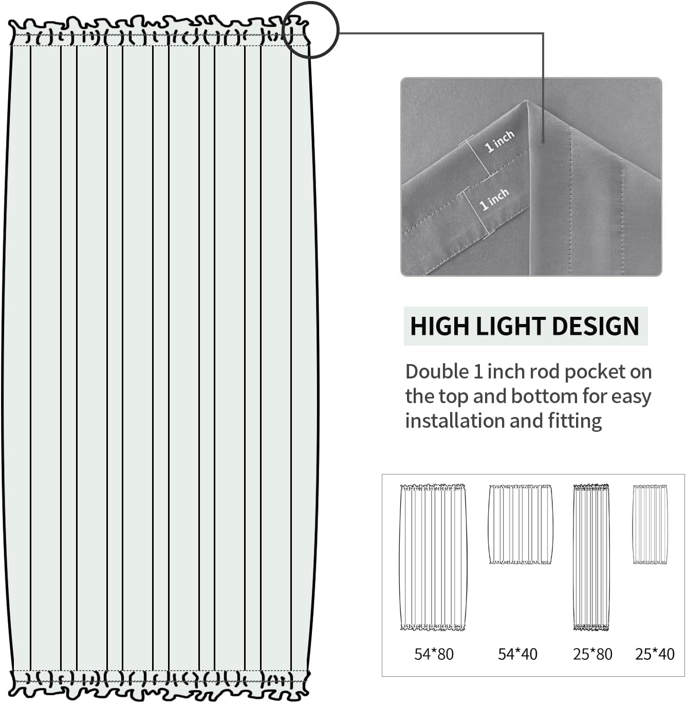 DWCN French Door Curtains – Rod Pocket Thermal Blackout Curtain for Doors with Glass Window
