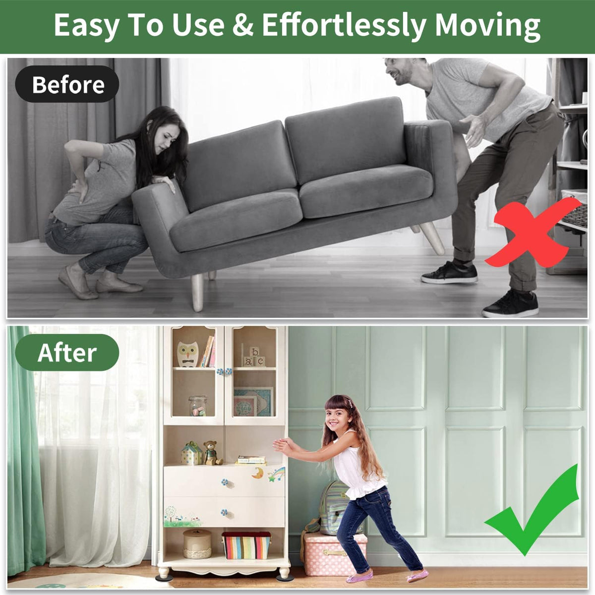 Ezprotekt 2.5" Felt Furniture Movers Sliders for Hardwood Floors, 24 Pcs Reusable Round Felt