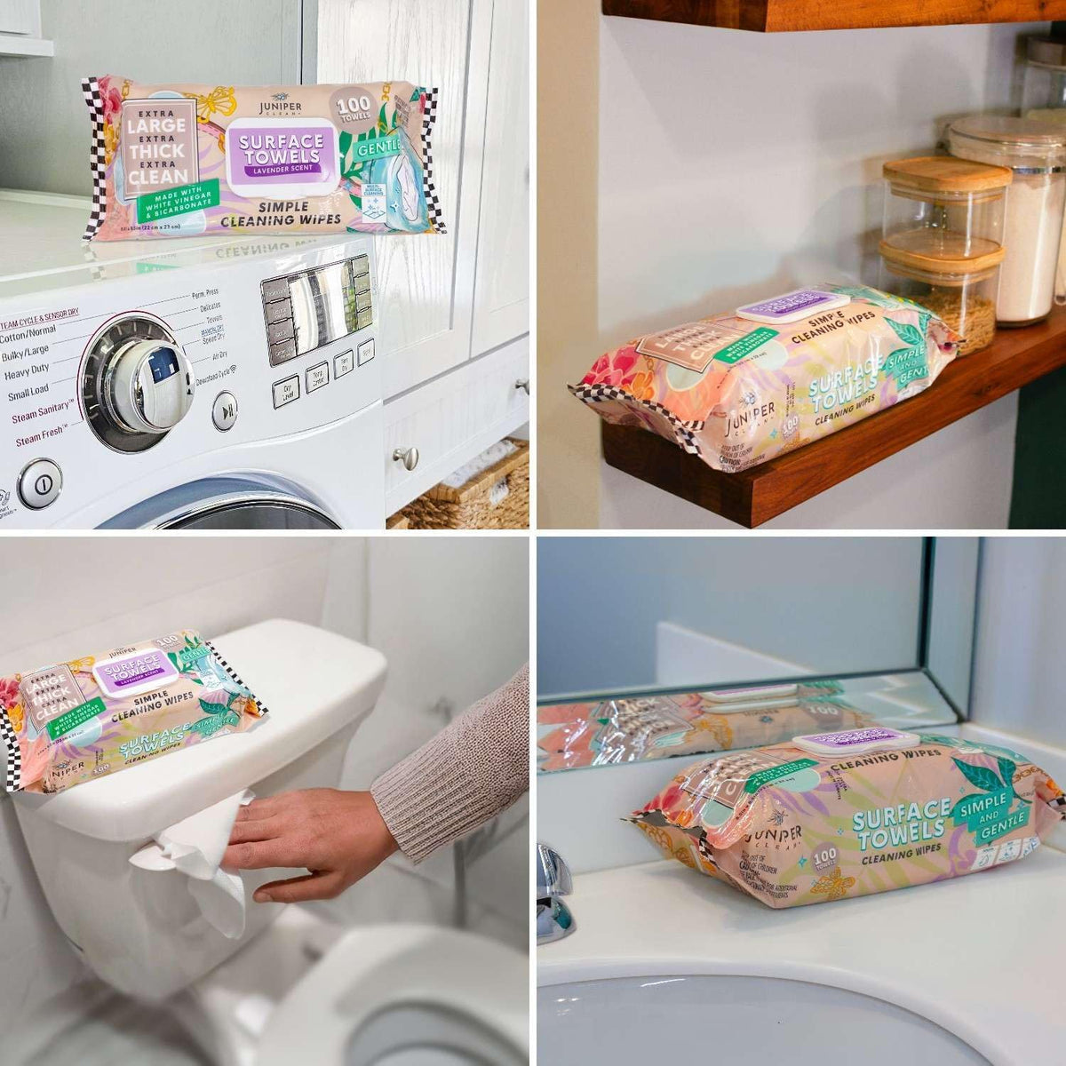 Single Surface Cleaning Wipes Bleach Free, Thick & Large Dispose, All-Purpose Cleaner for Bathroom