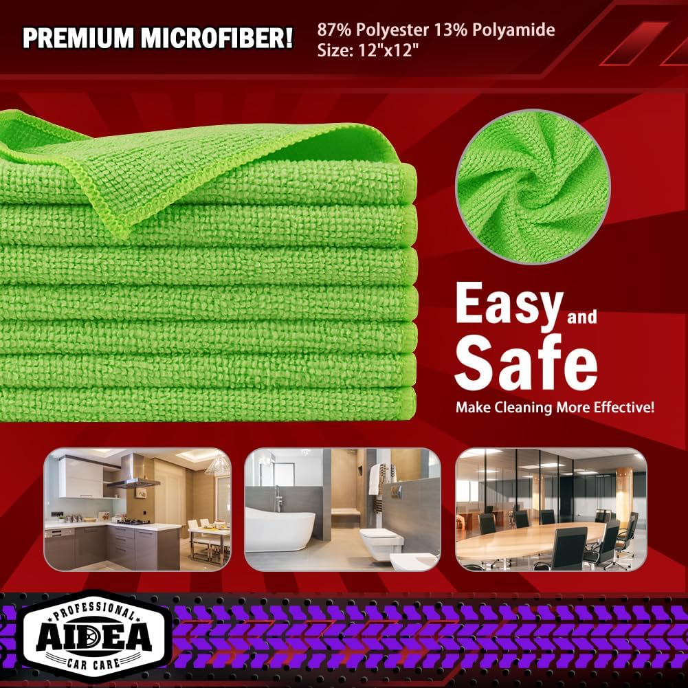 AIDEA Microfiber Cleaning Cloth, 10PK, Microfiber Towels for Cars, Premium All Purpose Car Cloths
