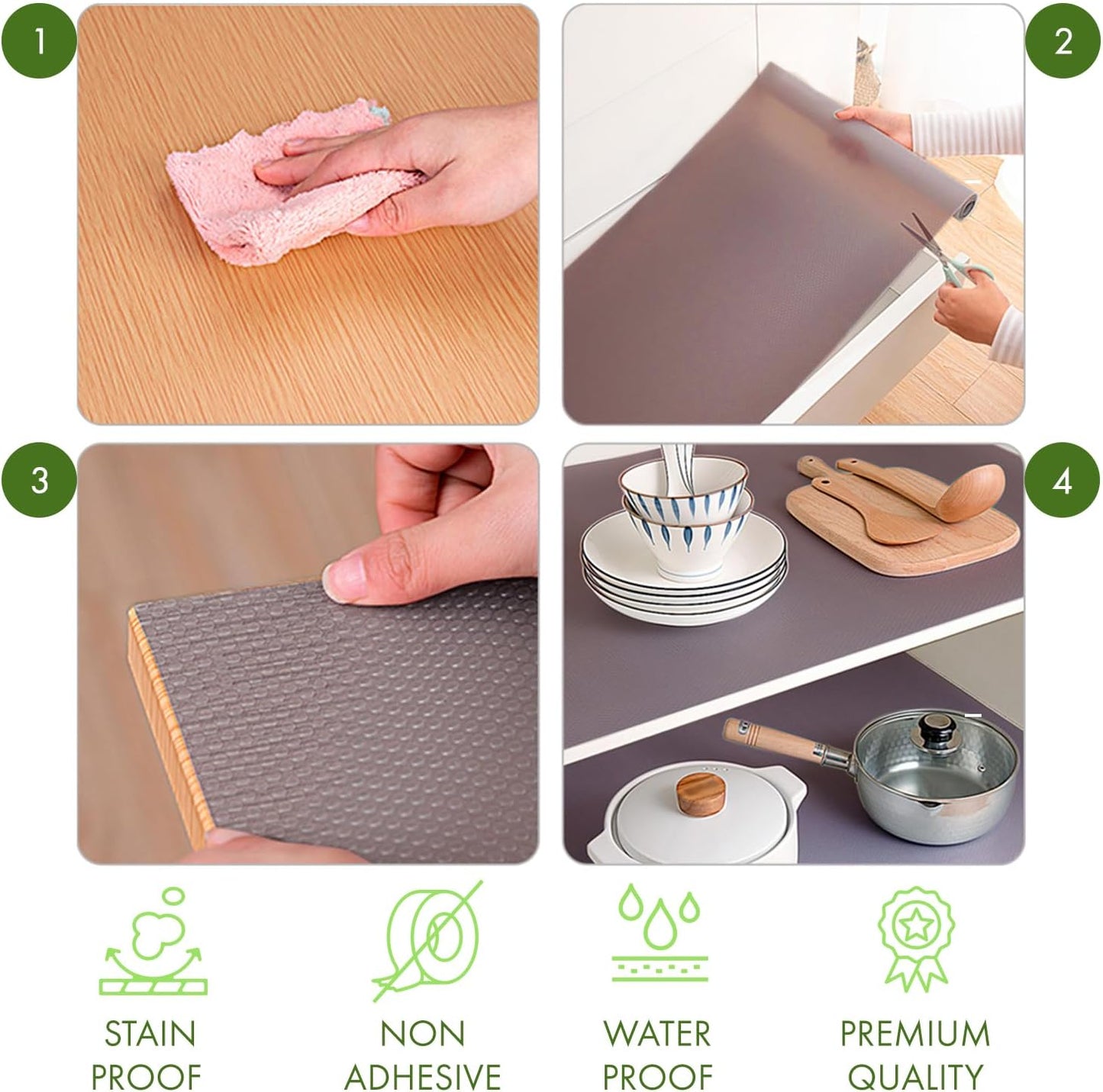 EVALAND 17.7" x 33 FT Non-Slip Shelf Liner, Non-Adhesive, BPA-Free, Waterproof Pantry Liner for