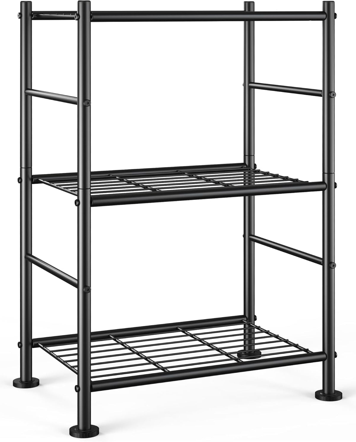 Storage Shelves - 3 Tier Shelf Organizer, Sturdy Metal Garage Shelving with Adjustable Leveling