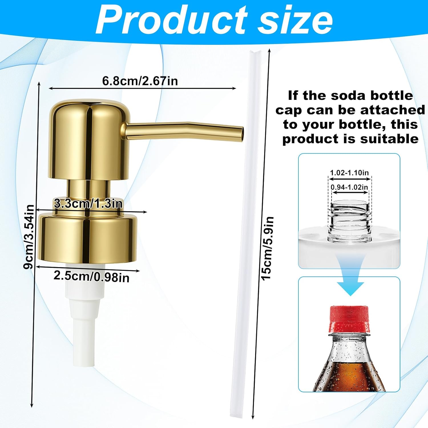 2 Pack Gold Soap Dispenser Pump Replacement Top Dispenser Pumps Refill Dispensers Liquid Hand Soap