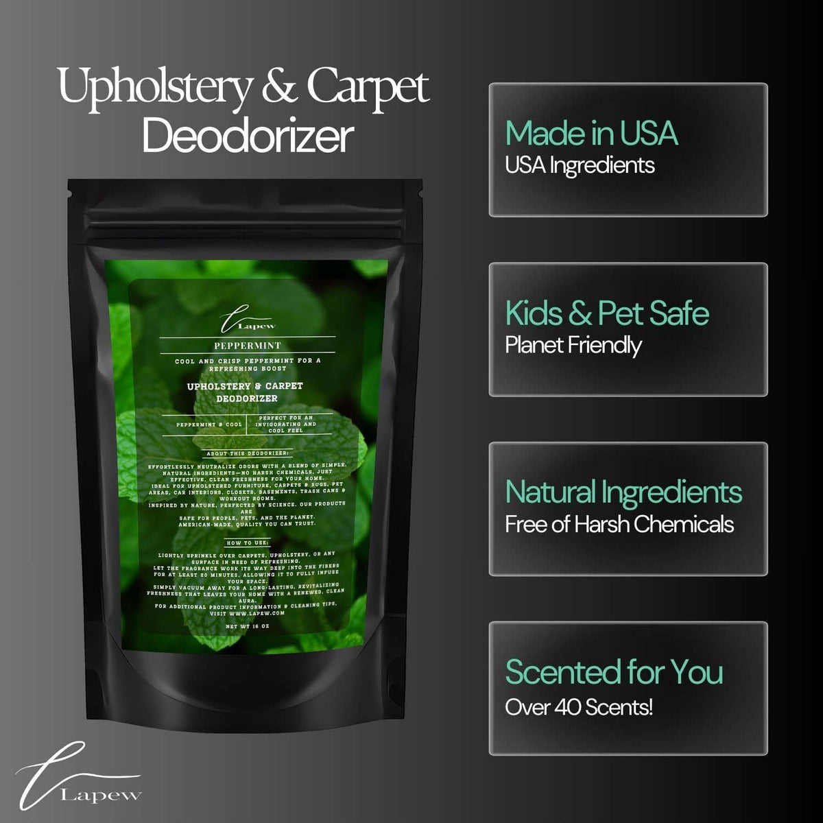 Peppermint Carpet Freshener Powder: Powerful Odor Eliminator for Home, Upholstery Deodorizer