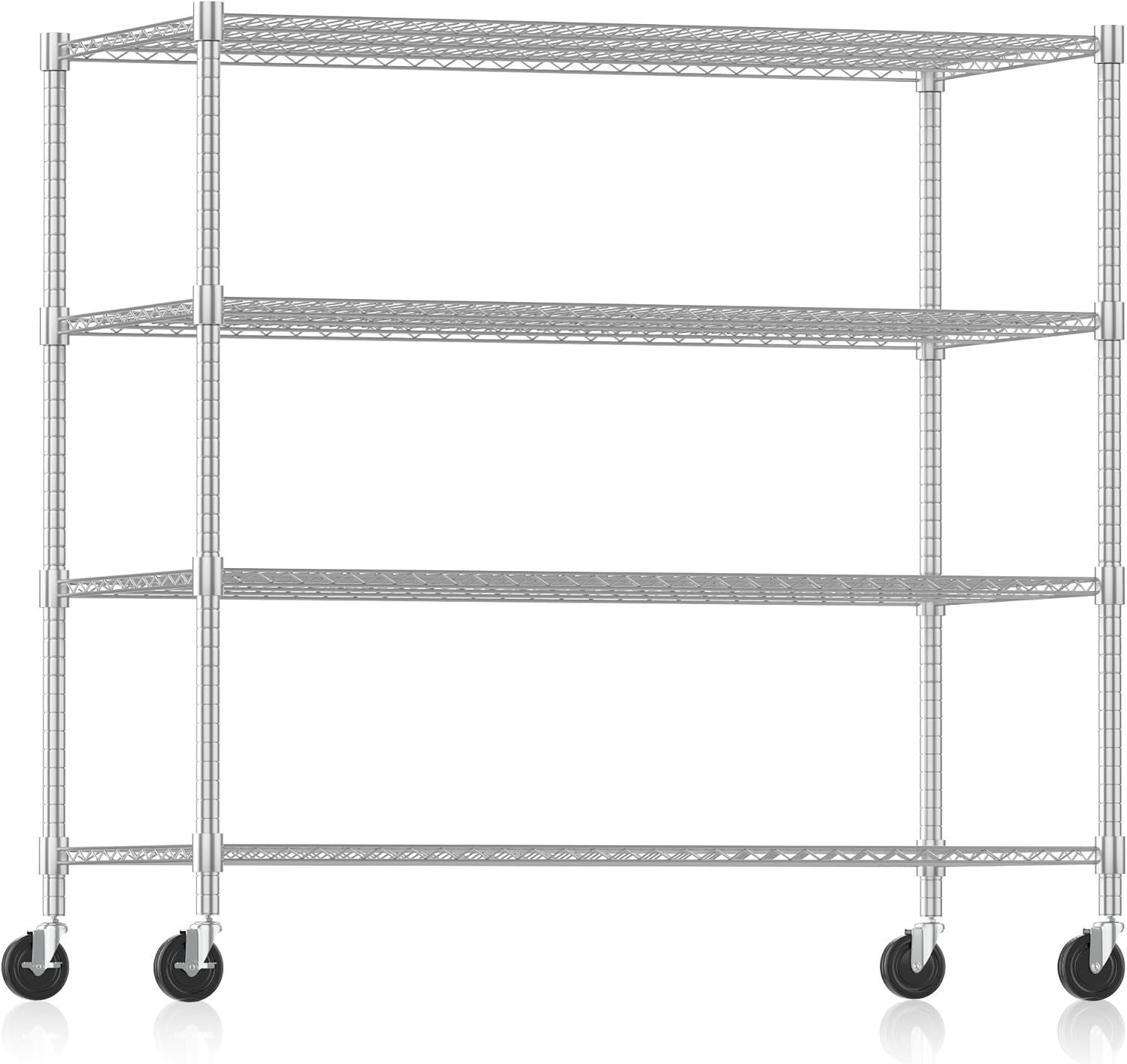 Himimi Storage Shelves 60"W Wire Shelving with Wheels 2600LBS Heavy Duty Metal Shelves for Storage