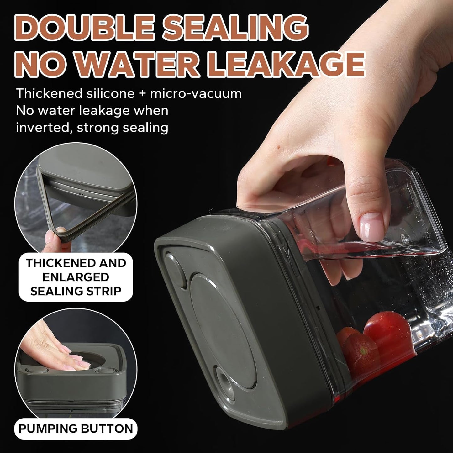 Manual Vacuum Jar With One-Button Vacuum Pump, Airtight Food Cereal Containers Storage With Lids