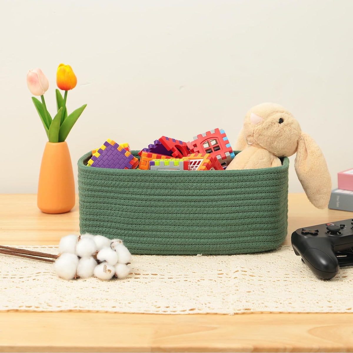 Small Storage Baskets for Organizing | Closet Organizer Bins | Shelf Toy Basket | Woven Rope
