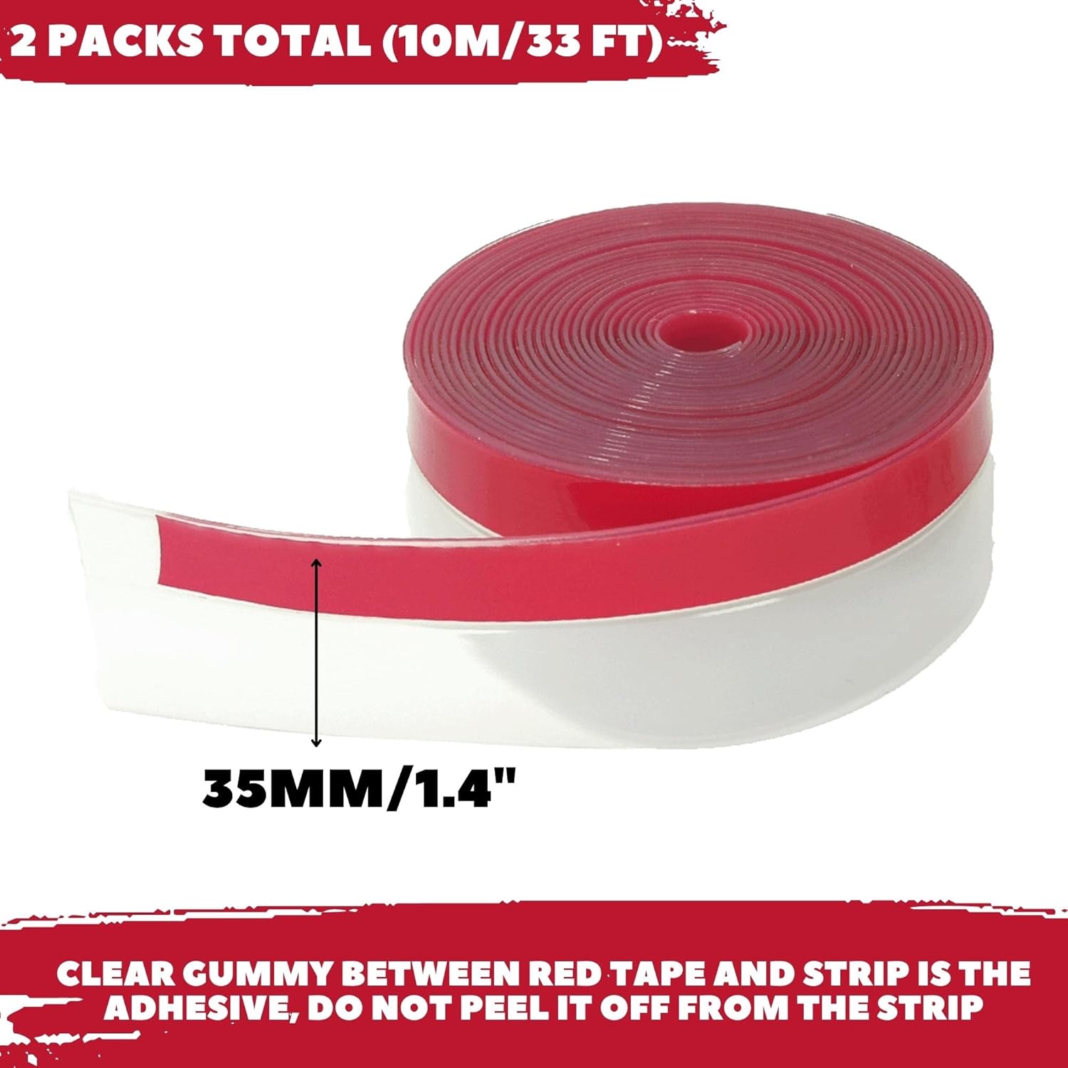 Clear Weather Stripping Tape, Door Draft Seal Silicone Strip. Enhanced with Thicker Strip and