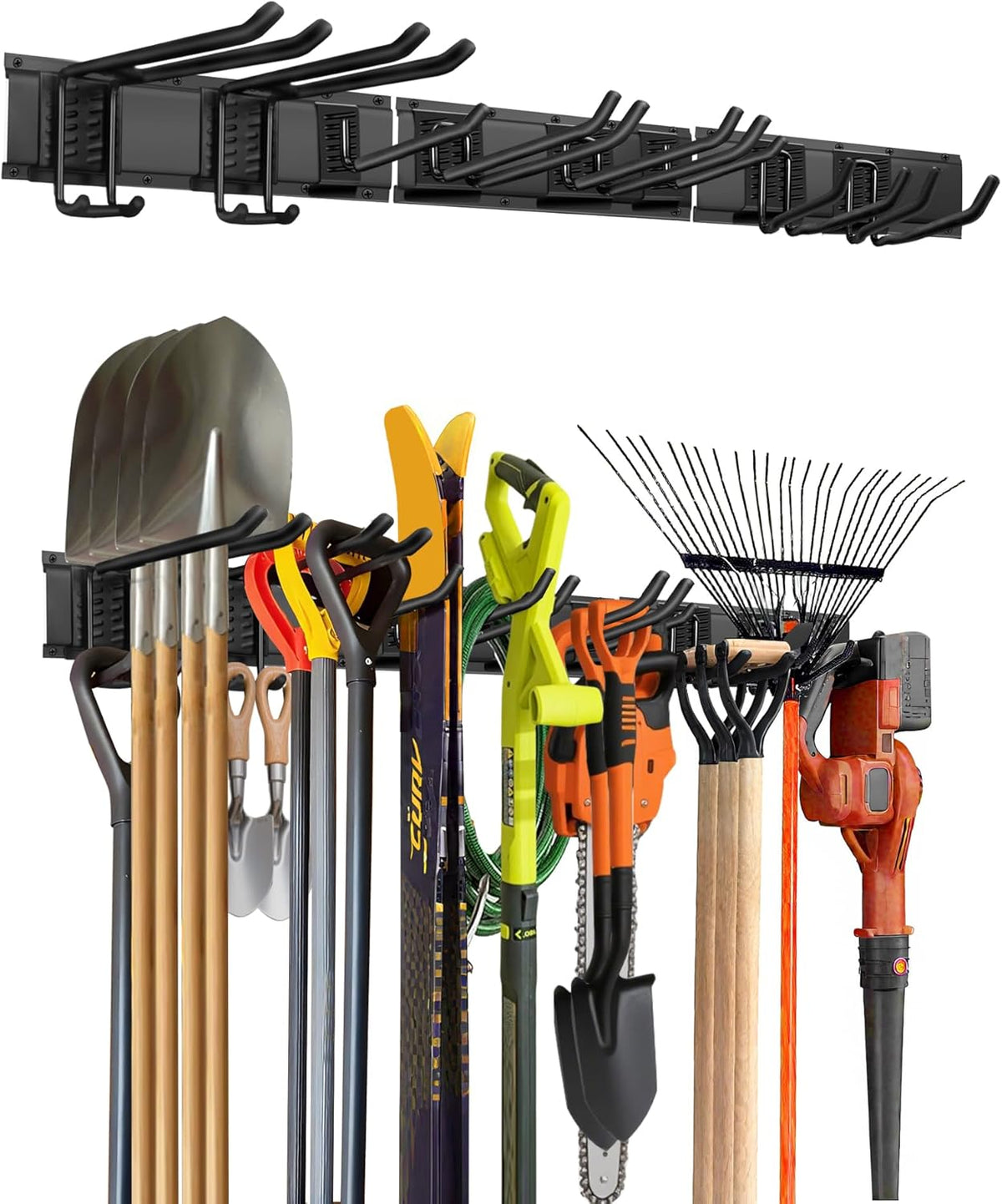 48-Inch Garage Storage Tool Organizer with 8 Hooks - Heavy Duty Metal Rack for Garage Organization