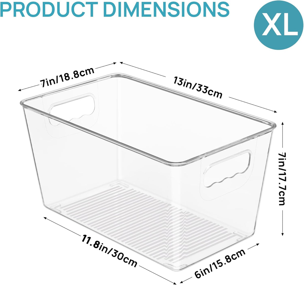 Vtopmart 6 PCS Clear Plastic Storage Bins, Pantry Organizer Containers with Handle for