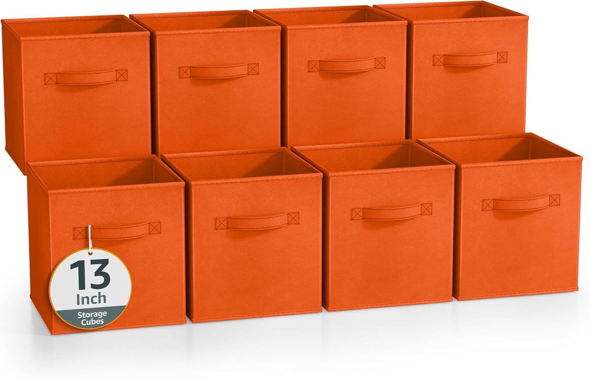 Sorbus 13 Inch Storage Bins - Sturdy Collapsible Fabric Storage Cubes with Handle - 8 Foldable