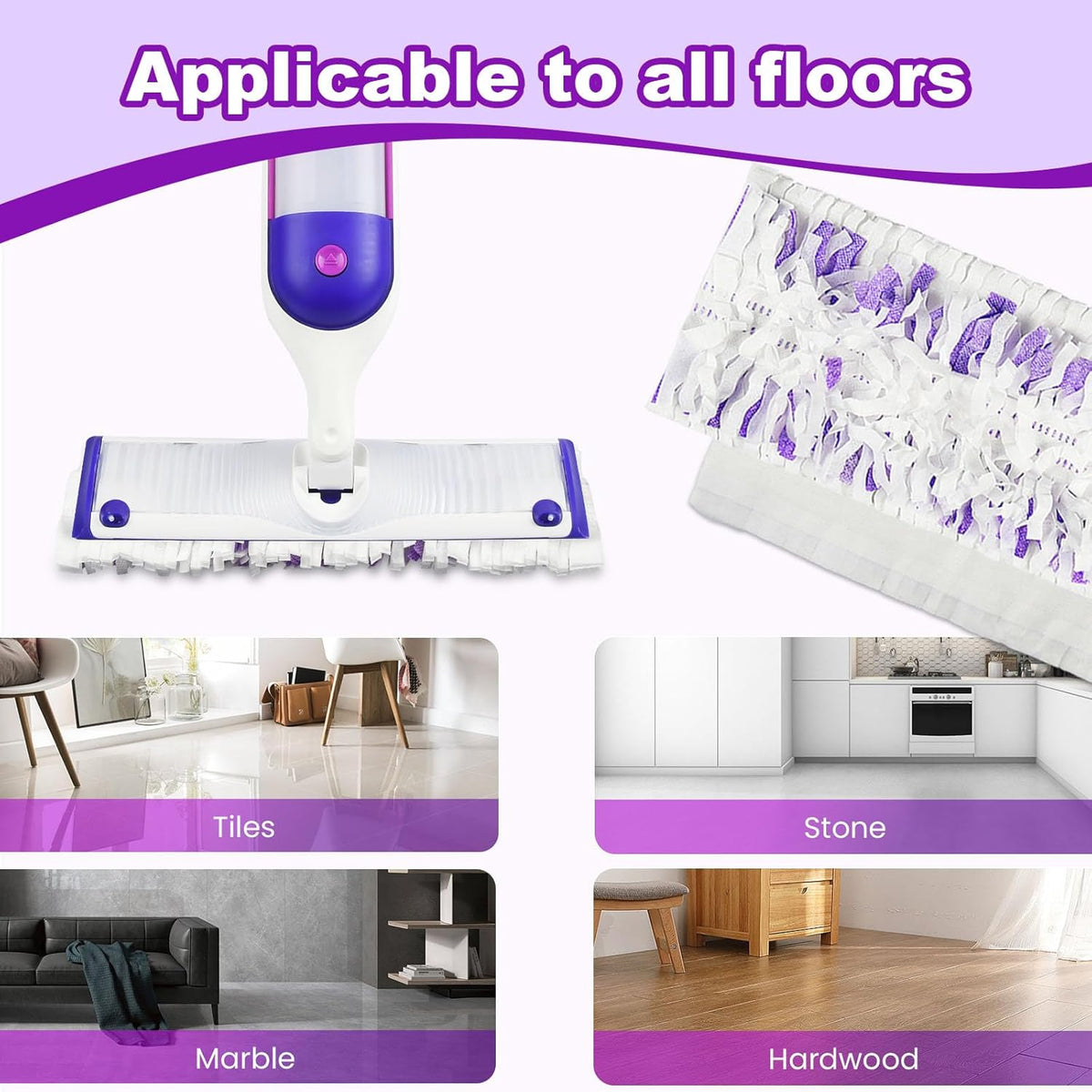 20 Count Disposable mop Pads Refills Compatible with Swiffer PowerMop Multi-Surface Mop and