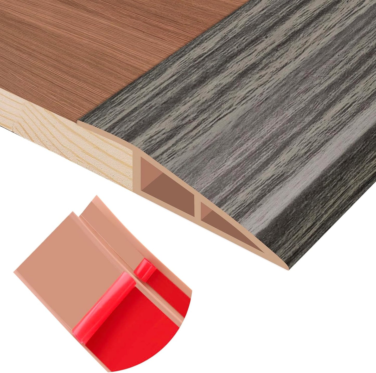 Floor Transition Strip Self Adhesive Vinyl Door Threshold for Doorways Carpet Edging Trim Overlap