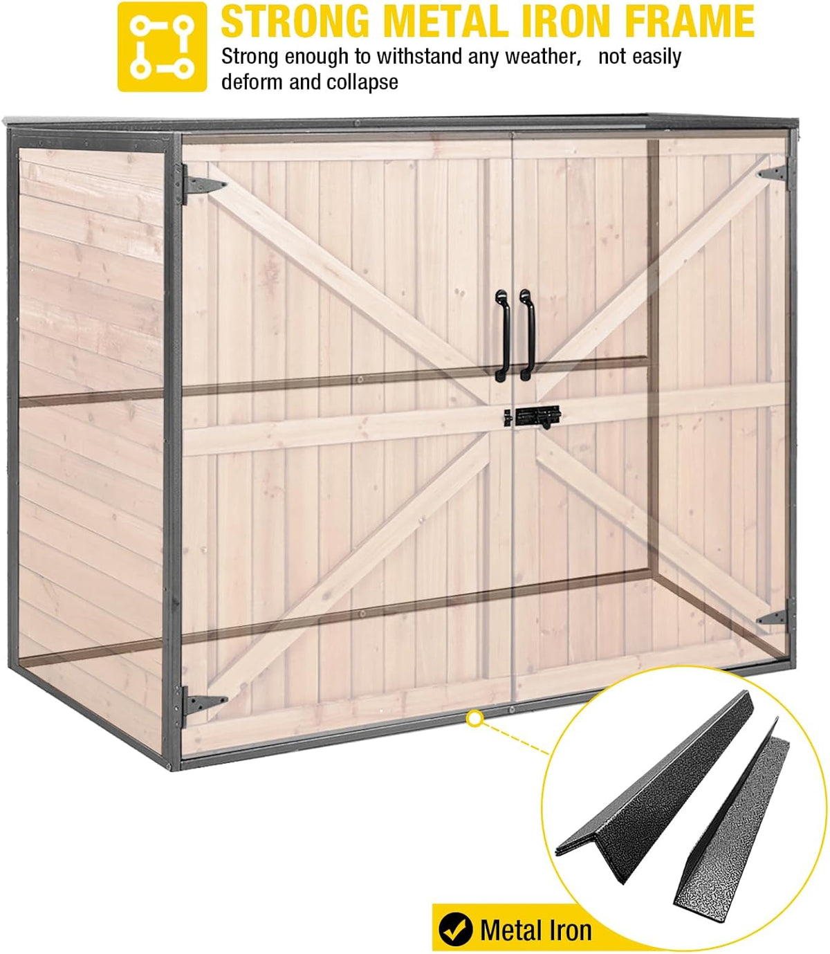 Aivituvin Outdoor Storage Cabinet Trash Can Storage Shed Upgraded with Metal Frame for Garbage Can