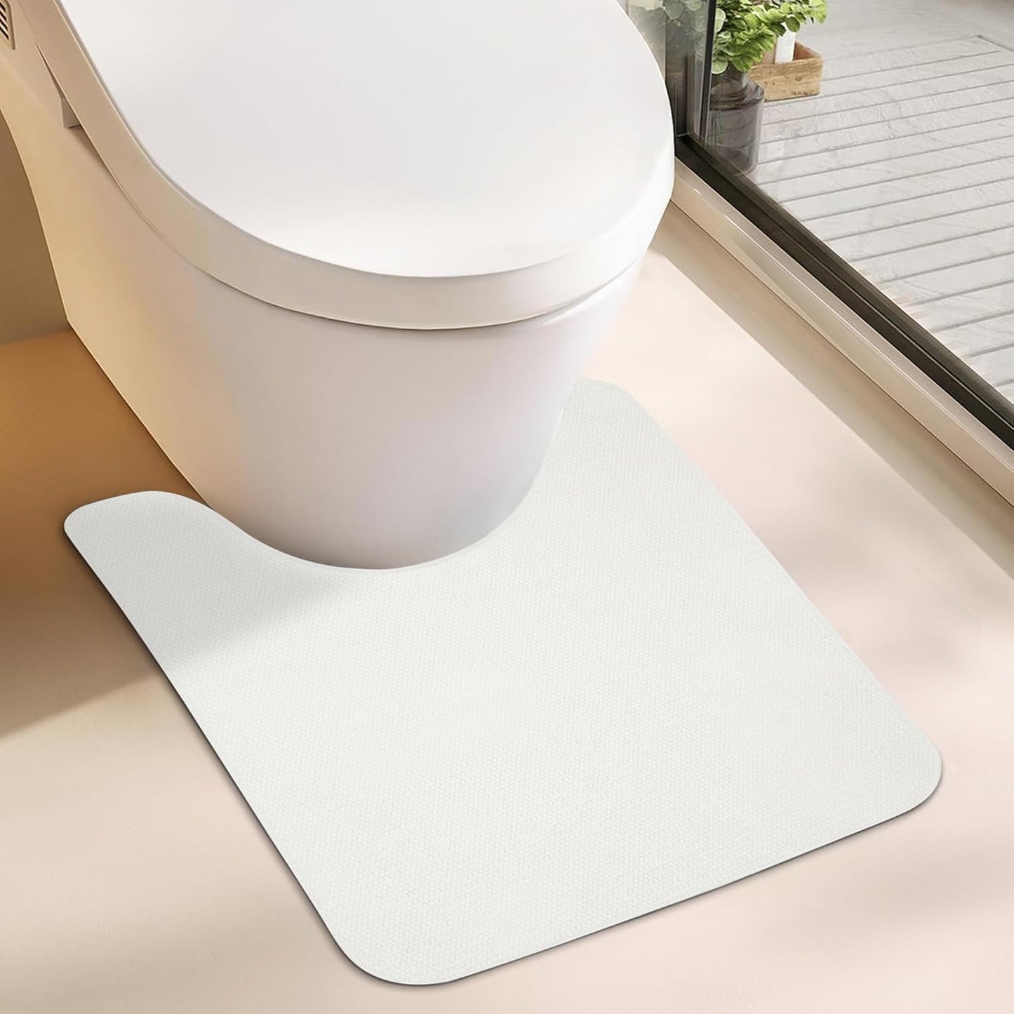 Toilet Rugs U Shaped Bathroom Rug,Machine Washable Non Slip Quick Dry Super Absorbent Ultra Thin