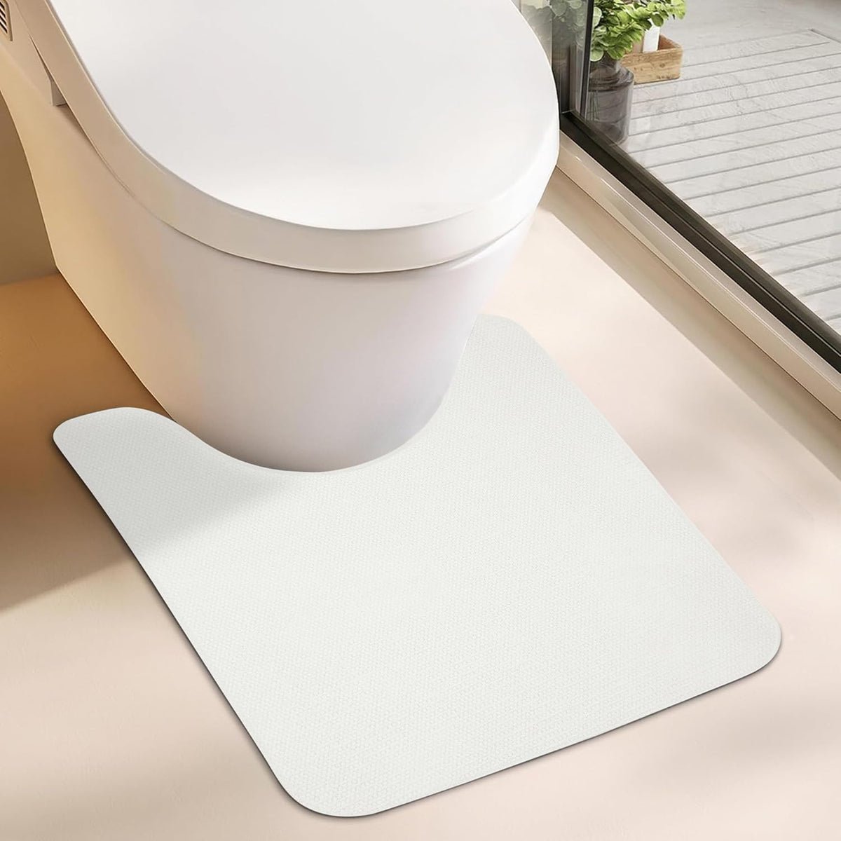 Toilet Rugs U Shaped Bathroom Rug,Machine Washable Non Slip Quick Dry Super Absorbent Ultra Thin