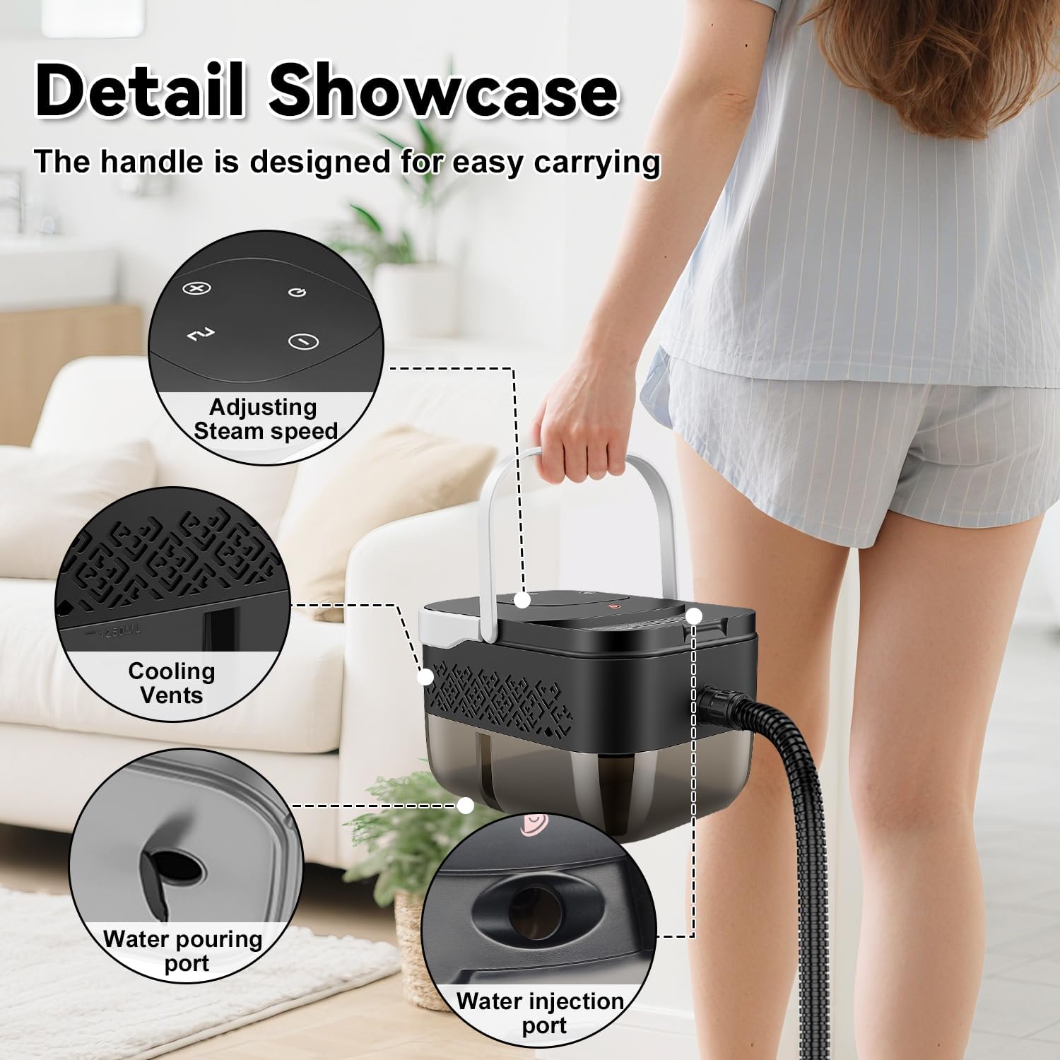 Steam Cleaner for Home, 2500W Portable Handheld Steamer for Cleaning, Large Capacity Tank