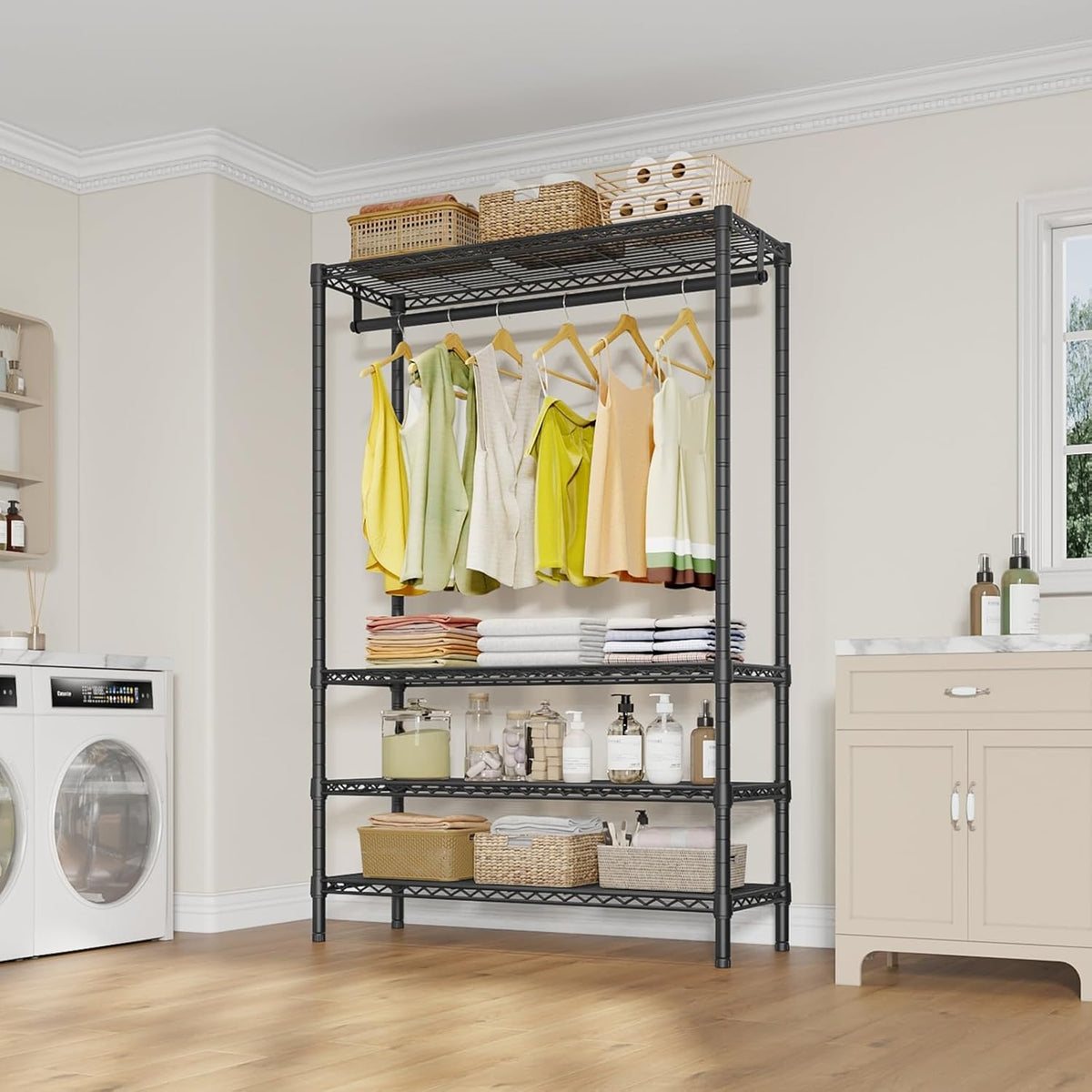 VIPEK V1 Plus Heavy Duty Clothes Rack with Shelves - 4 Tiers Adjustable Height | Holds Up to 540lbs