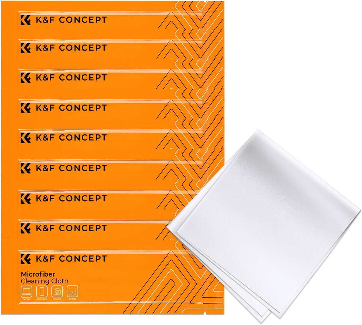 K&F CONCEPT 10 Pack Microfiber Cleaning Cloths，Washable Reusable 6x6in Vacuum Wrapped Lint Free