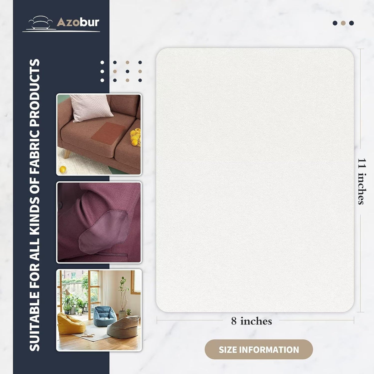 Azobur Velvet Patch,Self-Adhesive Rectangular Flannel Fabric Patch,Multicolor Available Anti