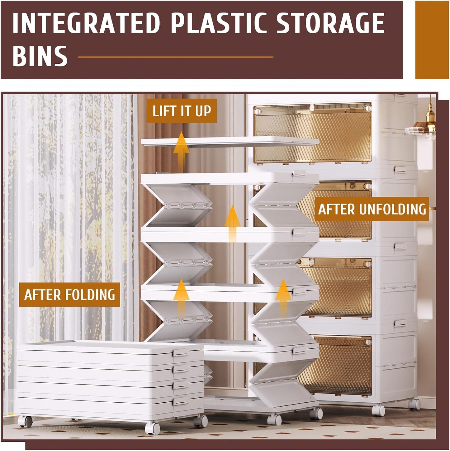 QudraKast 3-Tier Stackable Plastic Storage Bins - 67QT Stackable Storage Bins - Closet Organization